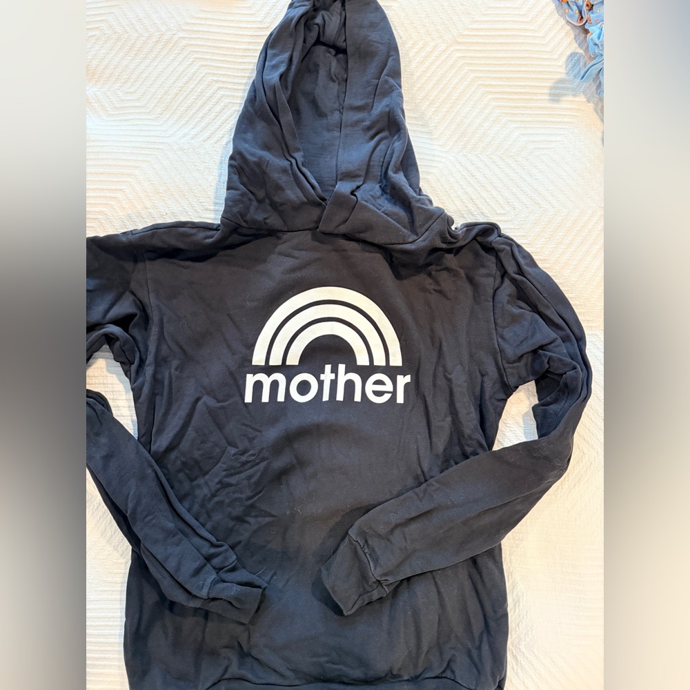 MOTHER Black Hoodie with White Logo